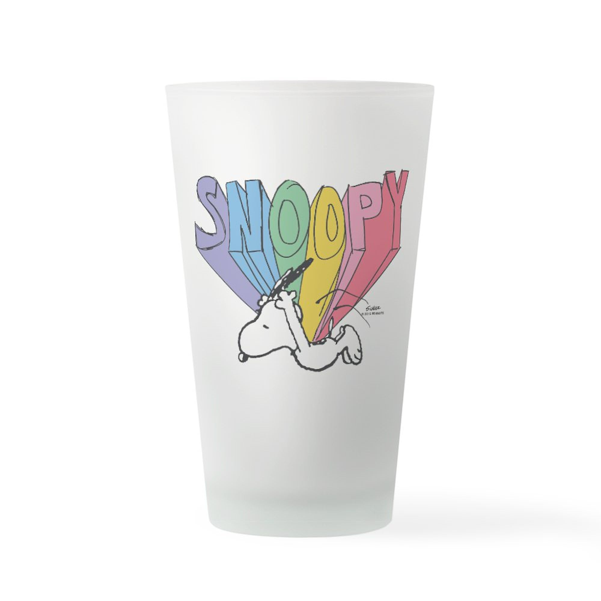 CafePress Snoopy Rainbow Pint Glass, 16 oz. Drinking Glass