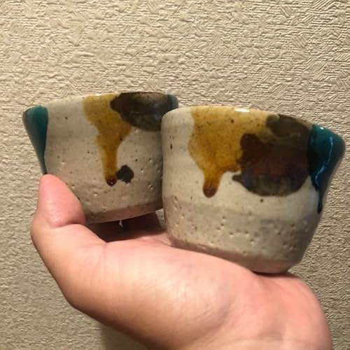 No3313出西窯　白緑釉掛け分け猪口　4客　酒器　ぐい呑　島根　民藝　送料無料 スタンダードウェア - 酒器｜出西窯
