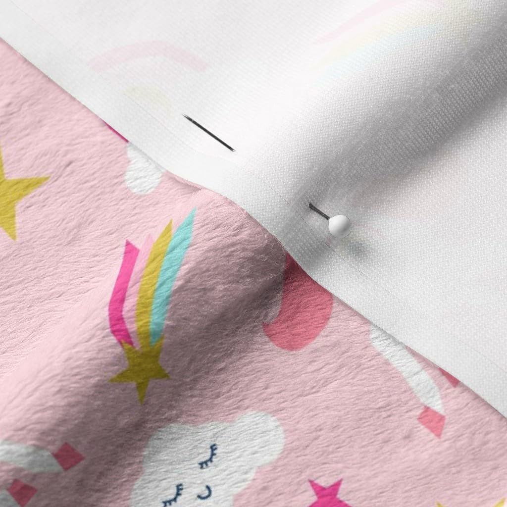 Spoonflower Fabric - Pink Unicorn Bright Colors Cute Rainbows Unicorns Rainbow Pastel Girls Printed on Minky Fabric by The Yard - Sewing Baby Blankets Quilt Backing Plush