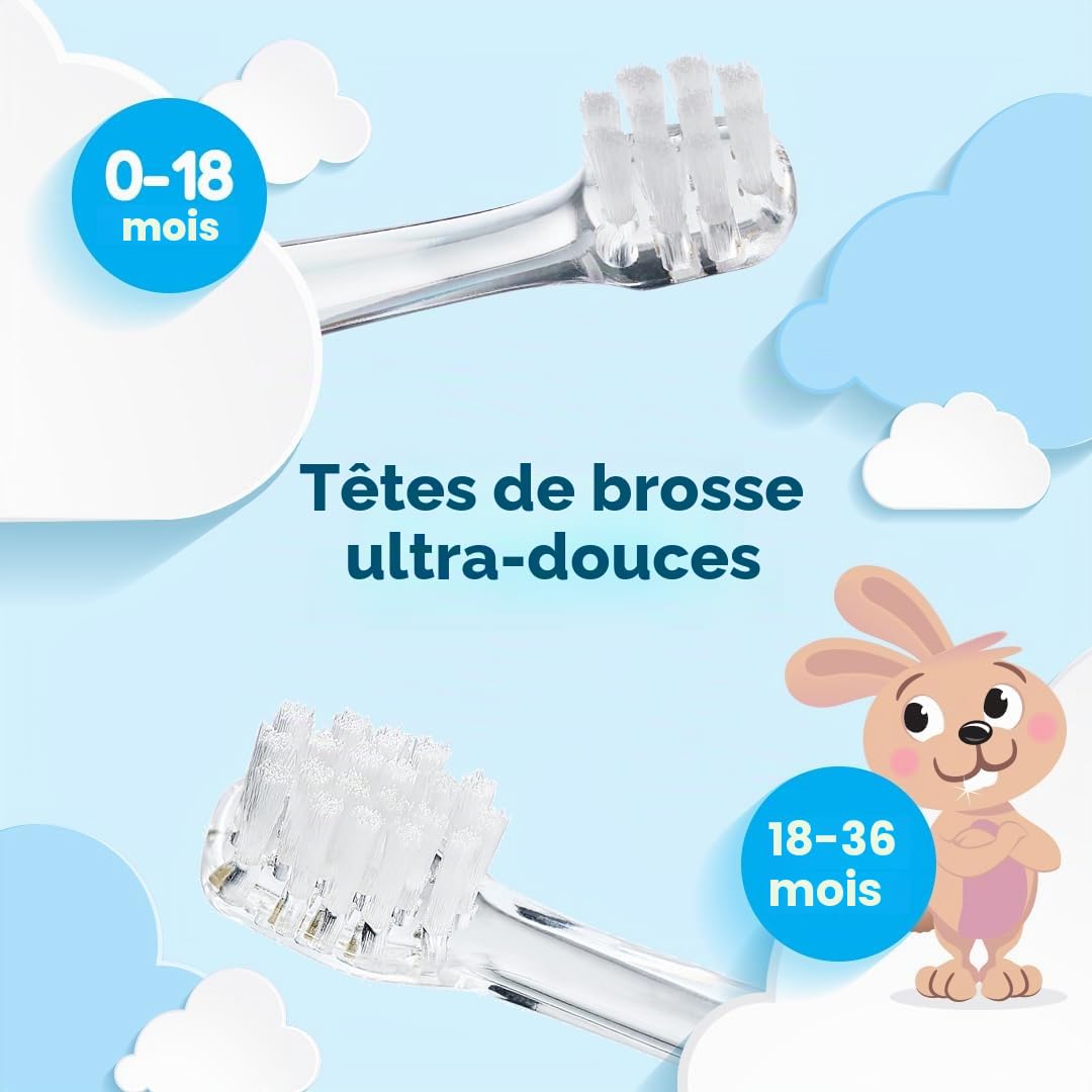 Brush-Baby BabySonic Brosse à dents électrique Teal, 0 à 36 mois - Douce, vibrante doucement pour les gencives sensibles et les premières dents - Avec lumière LED - Têtes de brosse pour bébés et