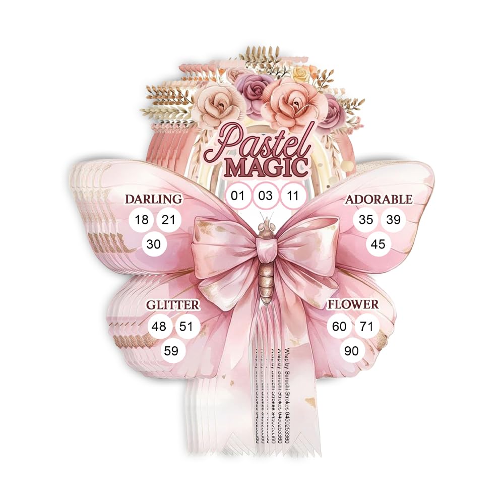 Pink Butterfly Tambola Tickets - Party Game Fun -1