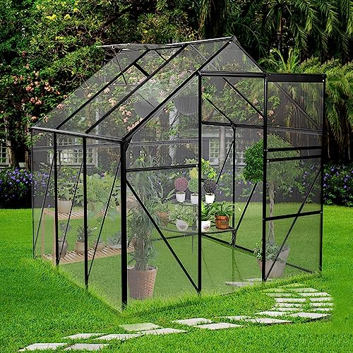 KELRIA 6x6 FT Polycarbonate Greenhouse with Raised Base