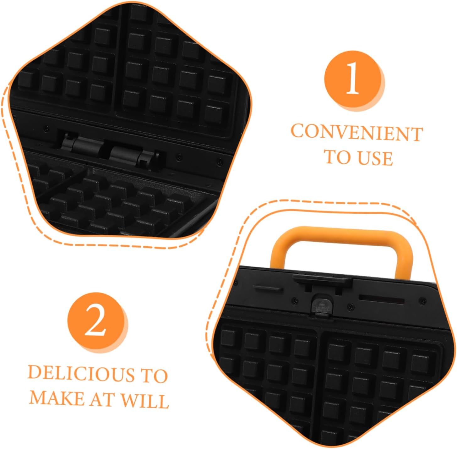 1set Mini Waffle Maker Non-stick Plates Household Breakfast Tool for Quick Baking Compact Design for Kitchen