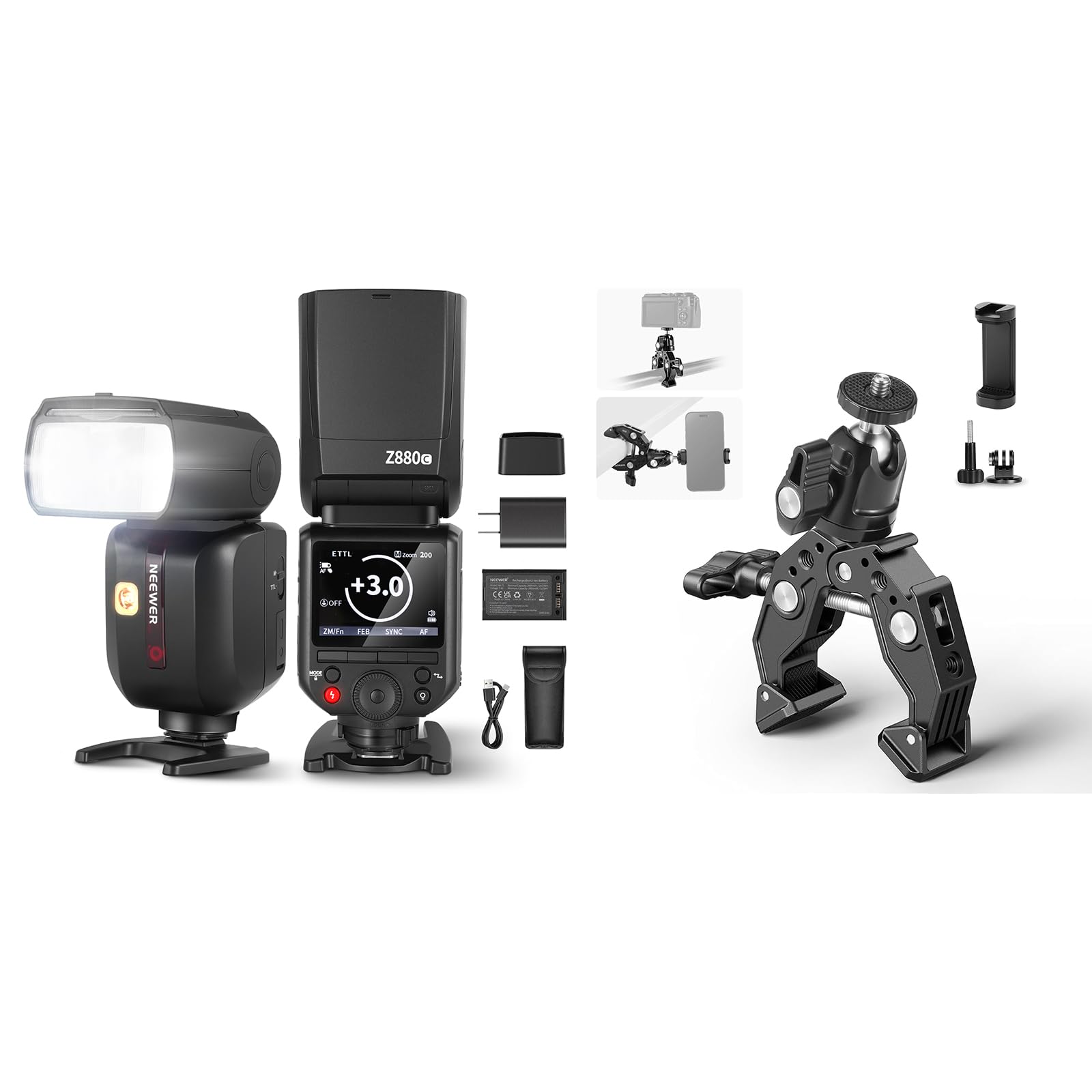 NEEWER Z880-C 2.4G 76Ws TTL Camera Flash Speedlite Compatible with Canon, Upgraded UI, Adjustable Modeling Lamp, 1/8000s HSS 7.4V/2600mAh Battery 480 Full Power Flash, ST87 Super Clamp Included