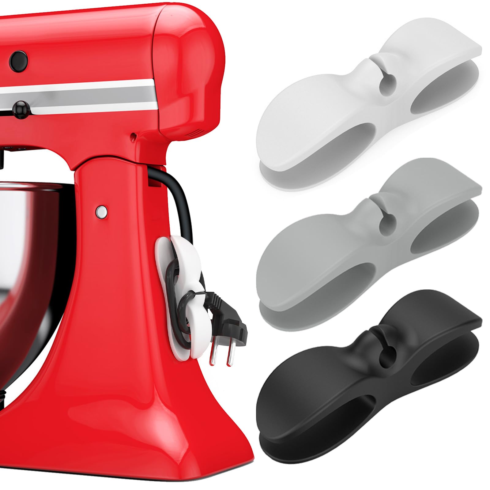 3 Pcs Organiseur Enrouleur Cordon en Silicone - Organisateur Adhésive pour Petits Appareils Cuisine Support Organiseur pour Câbles électroménagers Mixeurs Cafetière Multi-colorants 3 Pièces