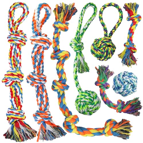 8 Jouets en Corde pour Chiens de Grande, Moyenne et Petite Taille - Pour Mâcheurs Agressifs - Robustes Jouets Dentaires pour Chiots