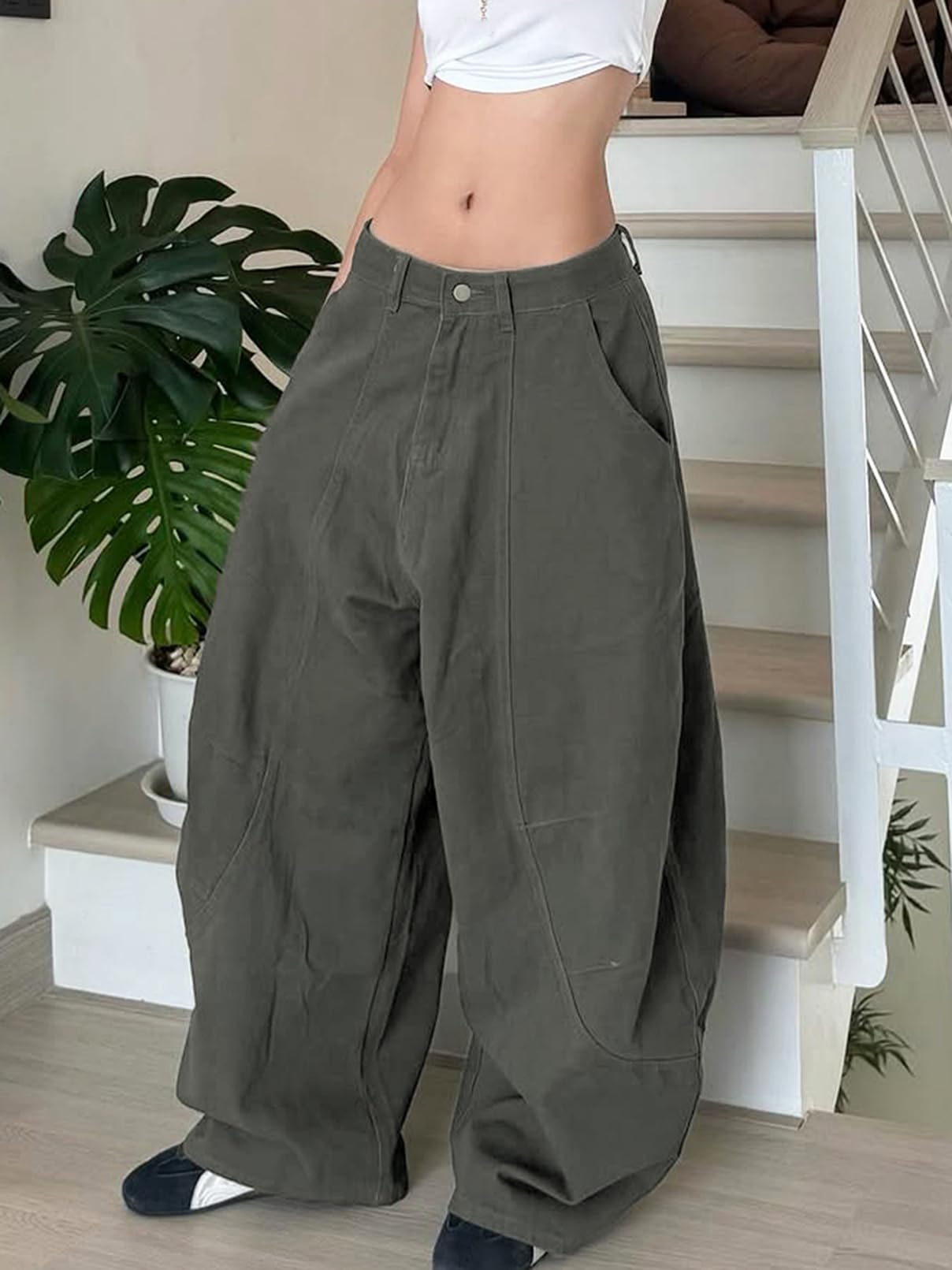 Barrel Boyfriend-Jeans für Damen, niedrige Taille, Y2K, weites Bein, Hip-Hop-Denim-Hose, Straße, Baggy-Jeans mit Taschen