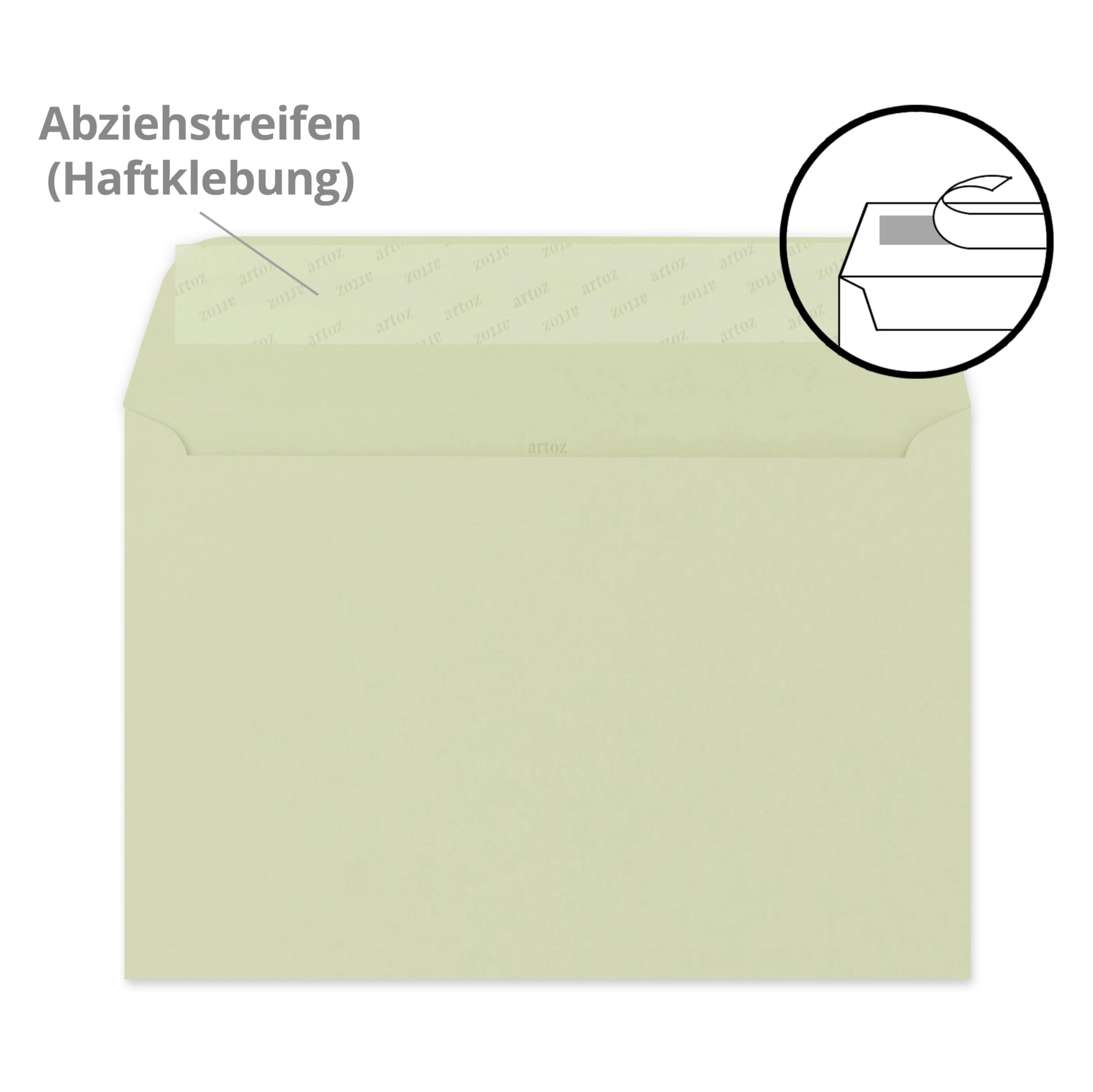 ARTOZ Floretta Lot de 100 enveloppes format C6 - Vert clair - 16,2 x 11,4 cm - 92 g/m² - Papier pastel