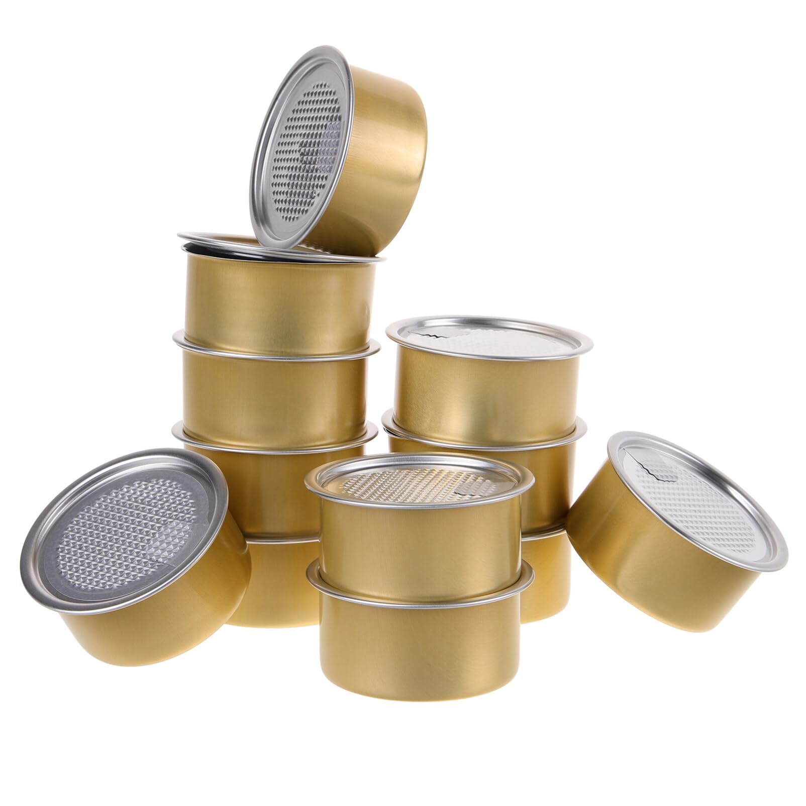 Cabilock Self-seal Tin Can with Lid, 100ml 12pcs Press-In Food Container Empty Pet Food Can Snack Containers Refillable Airtight Tin for Fish Meat Pet Food