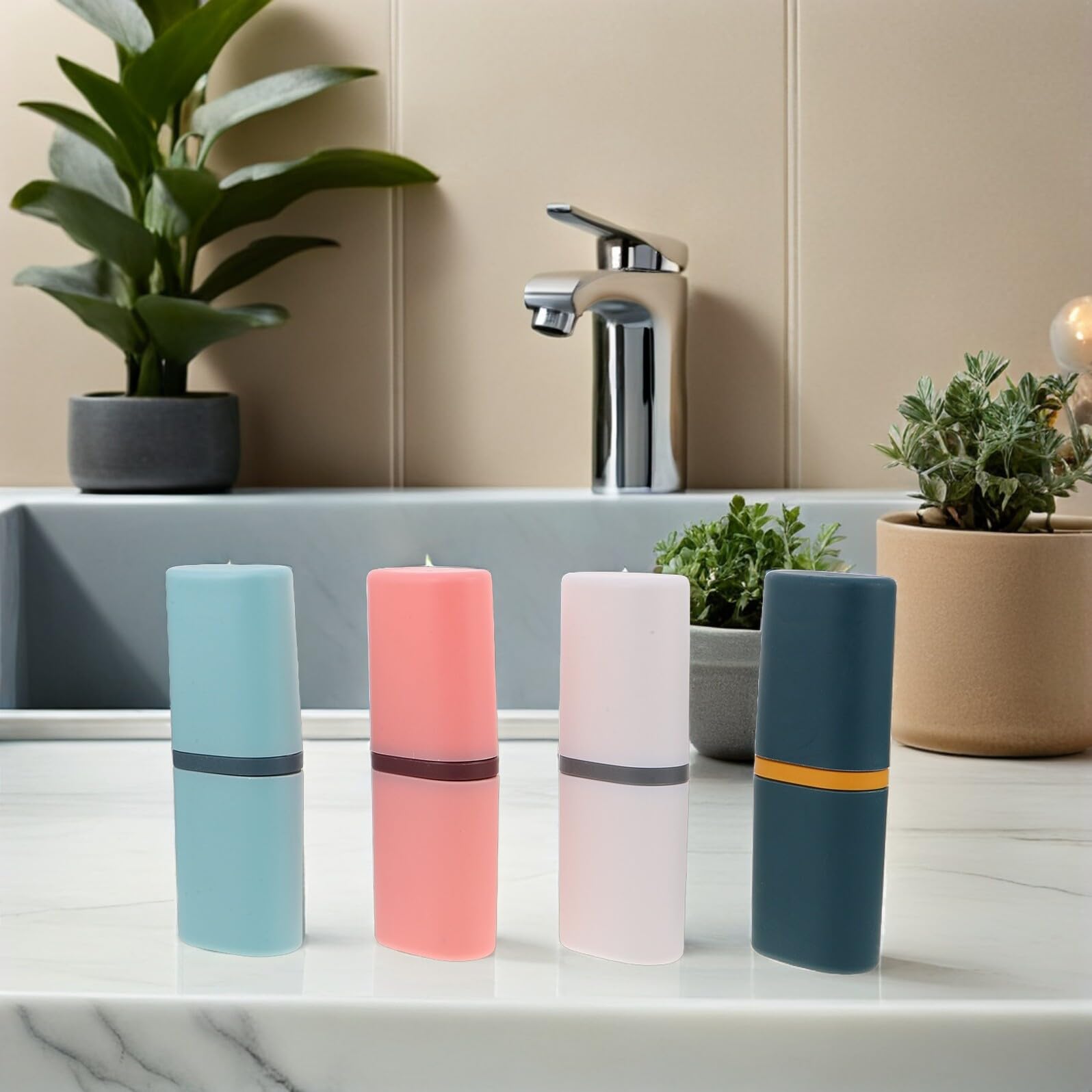 POPETPOP 8 pezzi Portaspazzolino da Viaggio con Custodia Copri Organizer Compatto per Spazzolino e Dentifricio Contenitore Portatile per Uso in Bagno Campeggio Scuola e Viaggi di Lavoro