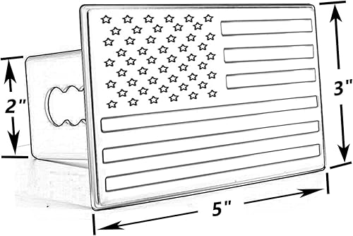 Miniatura 4 de Cubierta de enganche de remolque de metal con bandera estadounidense para receptores de 2 pulgadas, color negro mate