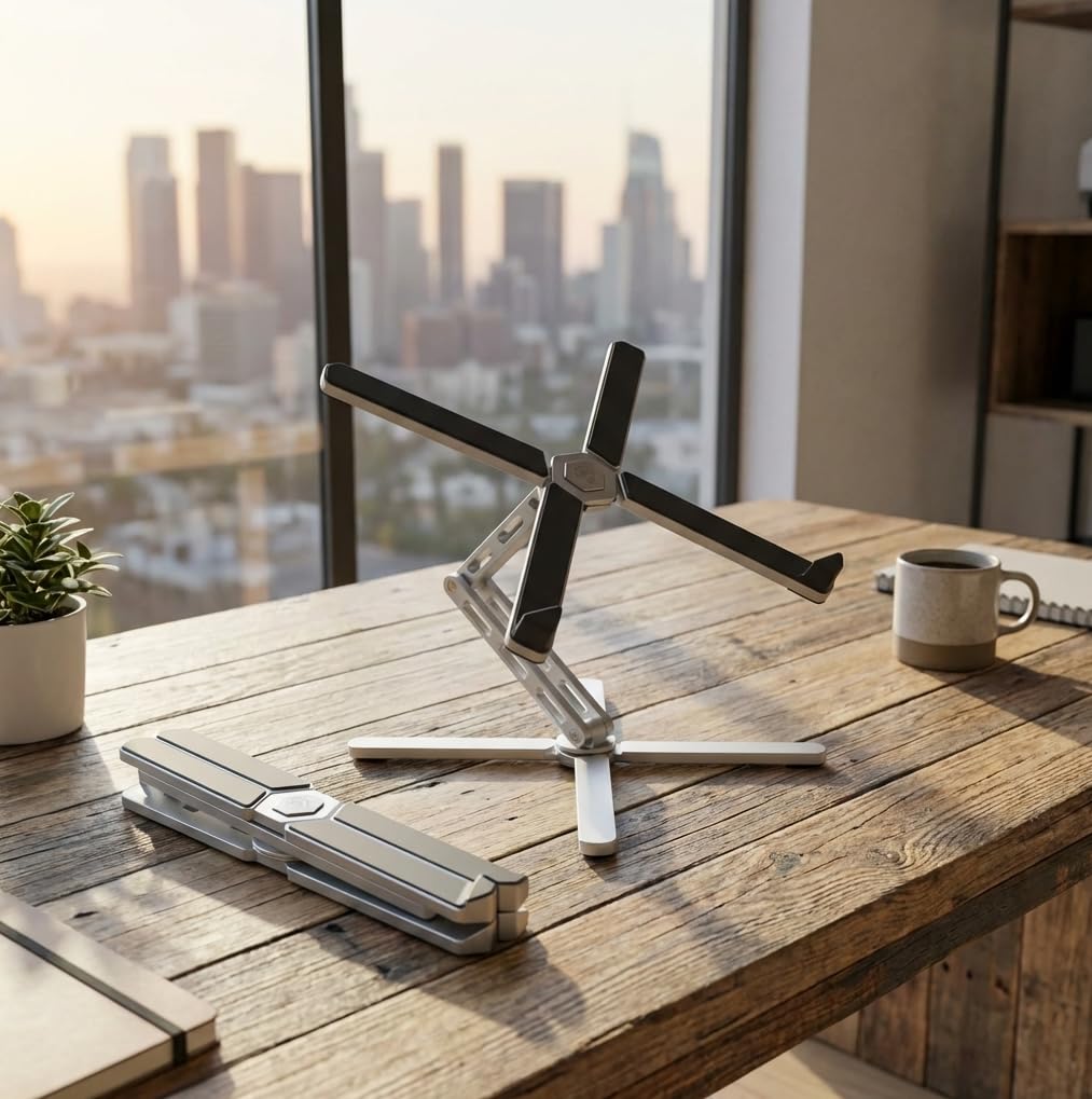 Laptop Ständer Höhenverstellbar – Stabiler Aluminium Laptophalter Ergonomisch – Faltbar & rutschfest – Für MacBook & Notebook bis 17 Zoll