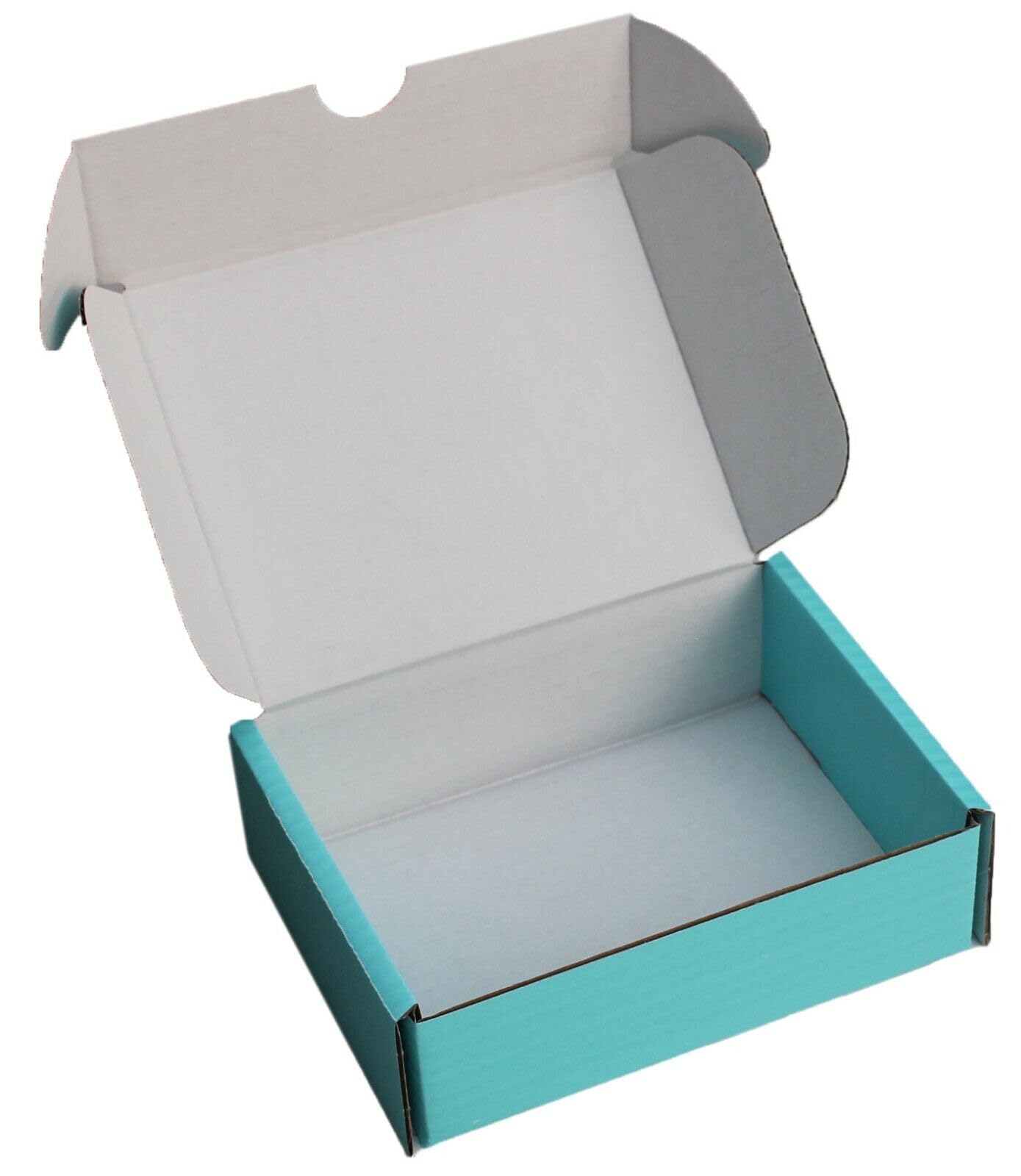 MEG4TEC 50 Pack Shipping Coloured Boxes - Corrugated Cardboard Small Parcel Box for Posting Packing Mailing (10 x 7 x 3 Inch (25cm x 17.5cm x 7.5cm), Blue)