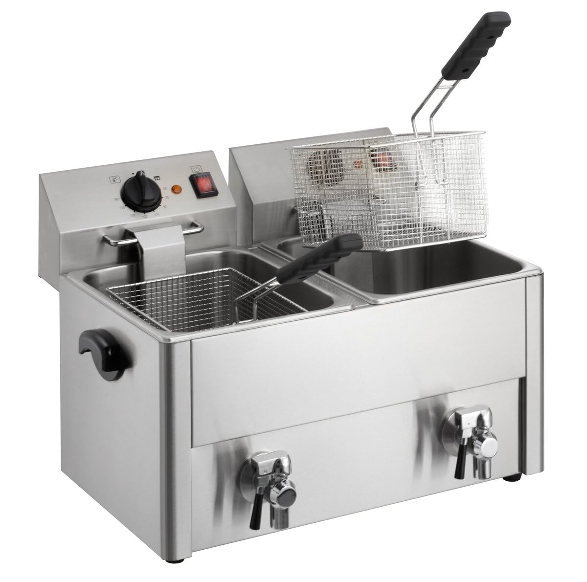 GastroHero Doppelfritteuse 2x10L I Große Edelstahl-Fritteuse mit Ablasshahn, Thermostaten und Überhitzungsschutz I Ideal für Gastronomie und Restaurants
