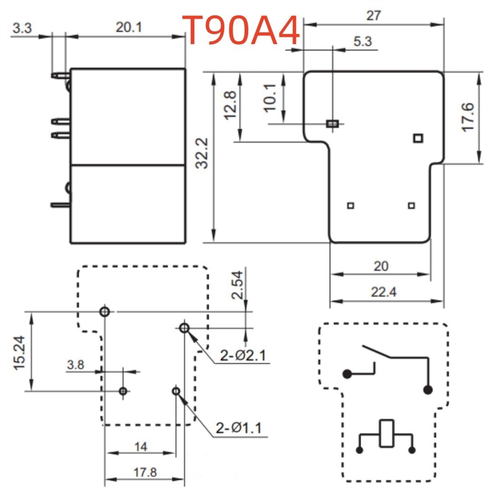 1 pz FRA1RNA-S DC12V-F (T90A4-40A) Relè 4 pin