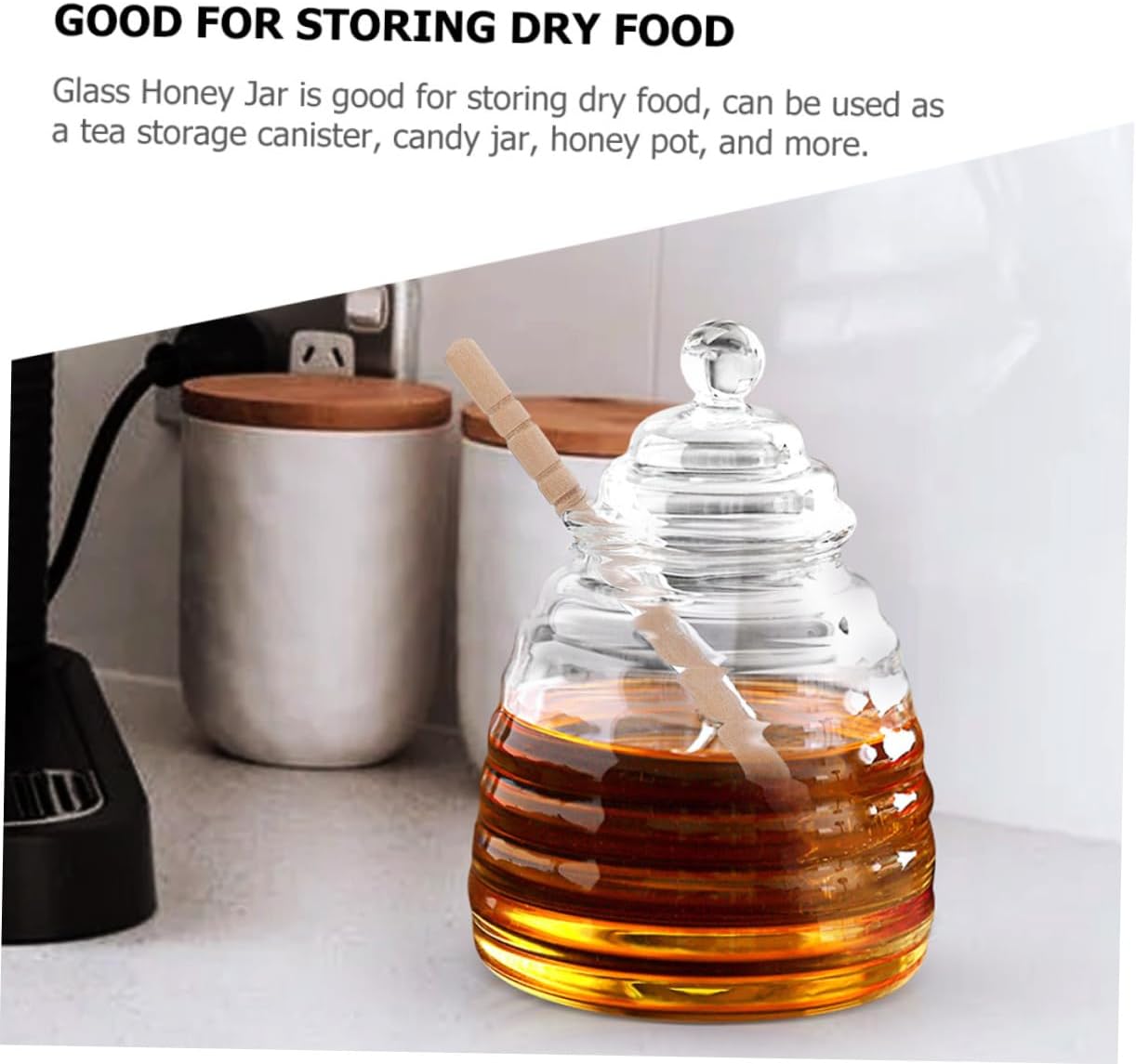 Kitchen Honey Dispenser Large Decorative Jar Lid Honey Storage Jar Dipper