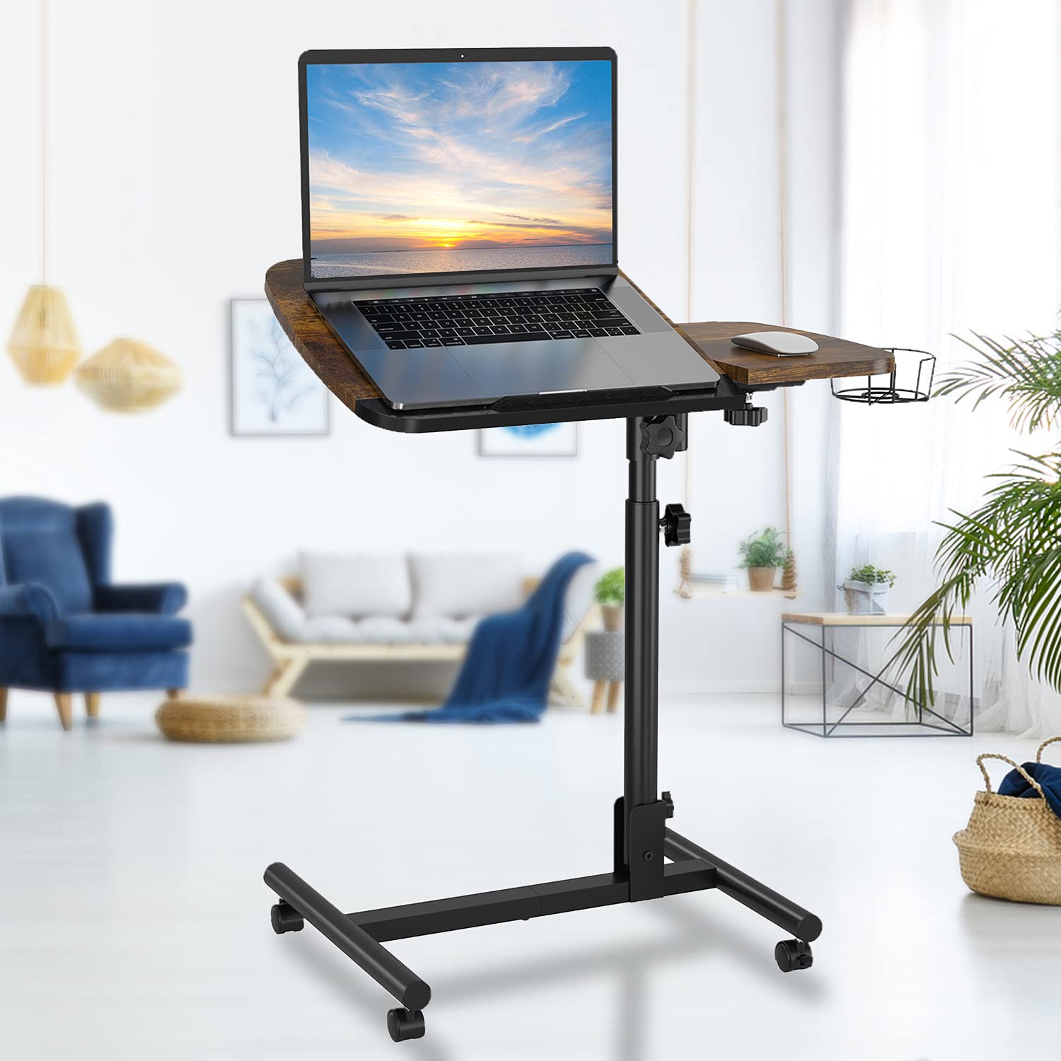 Buy Overbed Table Wheeled, Portable Fold Away Table with Mouse Board