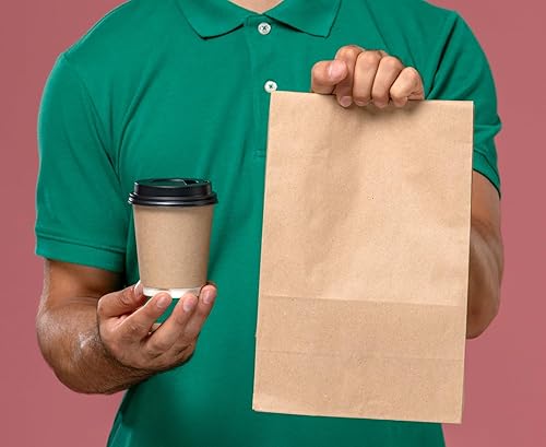 Miniatura 10 de Bolsas de papel para sándwich, 7.9 x 6.3 x 1.96 pulgadas, 100 bolsas de papel marrón, bolsas de almuerzo, bolsas de pan, bolsas de papel kraft a