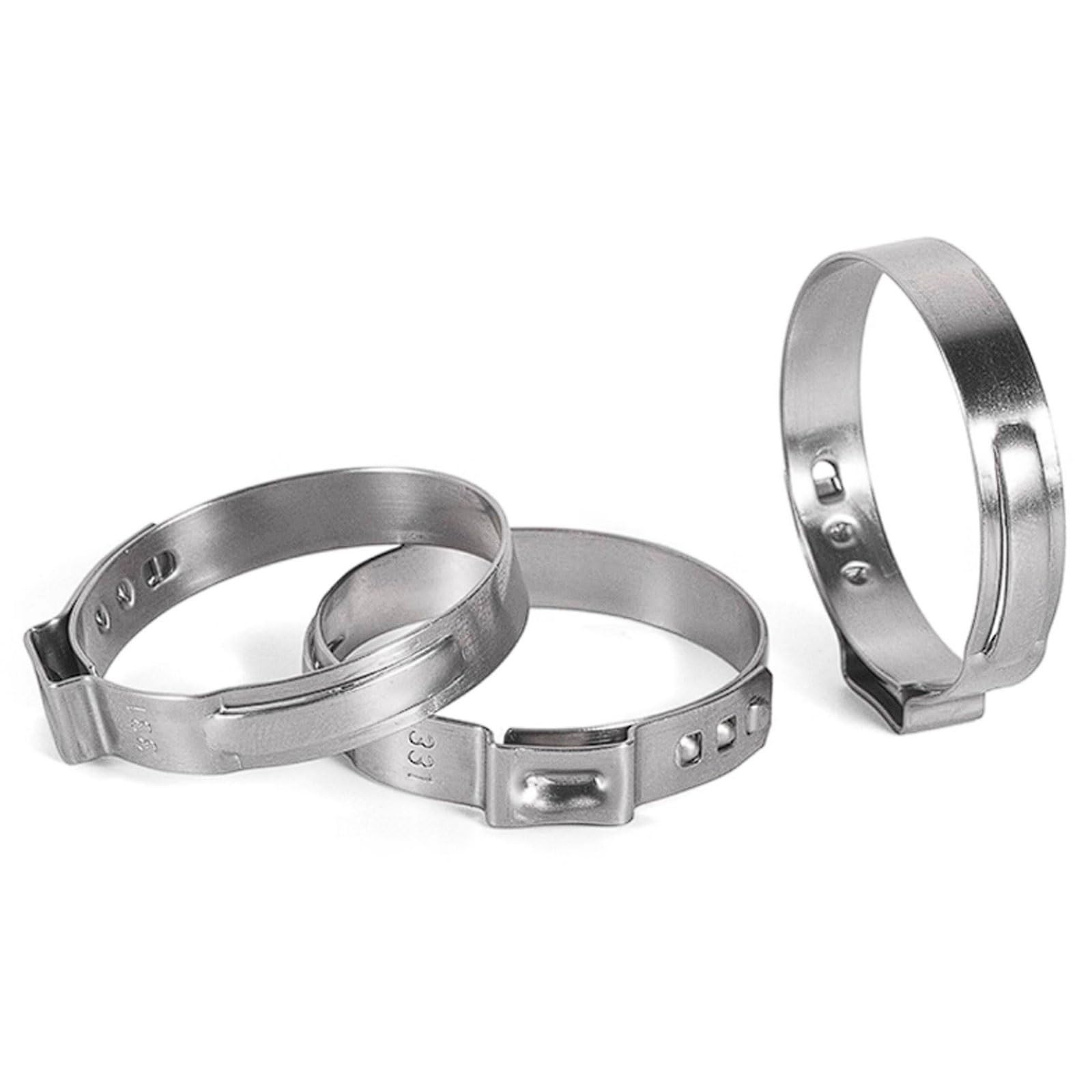 Esmen Uae One Color 304 Stainless Steel Single-Ear Infinite Hose Clamp Earless Worm Gear Pipe Clip For Water, Oil, Fuel, Air Hoses Tube Fittings(20.9-24.1Mm (10 Pieces))