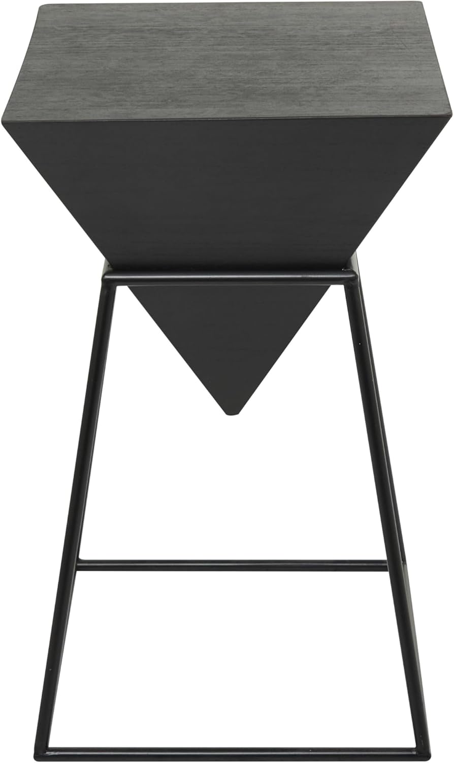 Deco 79 Wood Geometric Inverted Pyramid Accent Table with Black Metal Stand, 14" x 14" x 24", Black