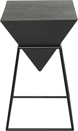 Deco 79 Mesa decorativa geométrica de madera de pirámide invertida con soporte de metal negro, 14 x 14 x 24 pulgadas, color negro