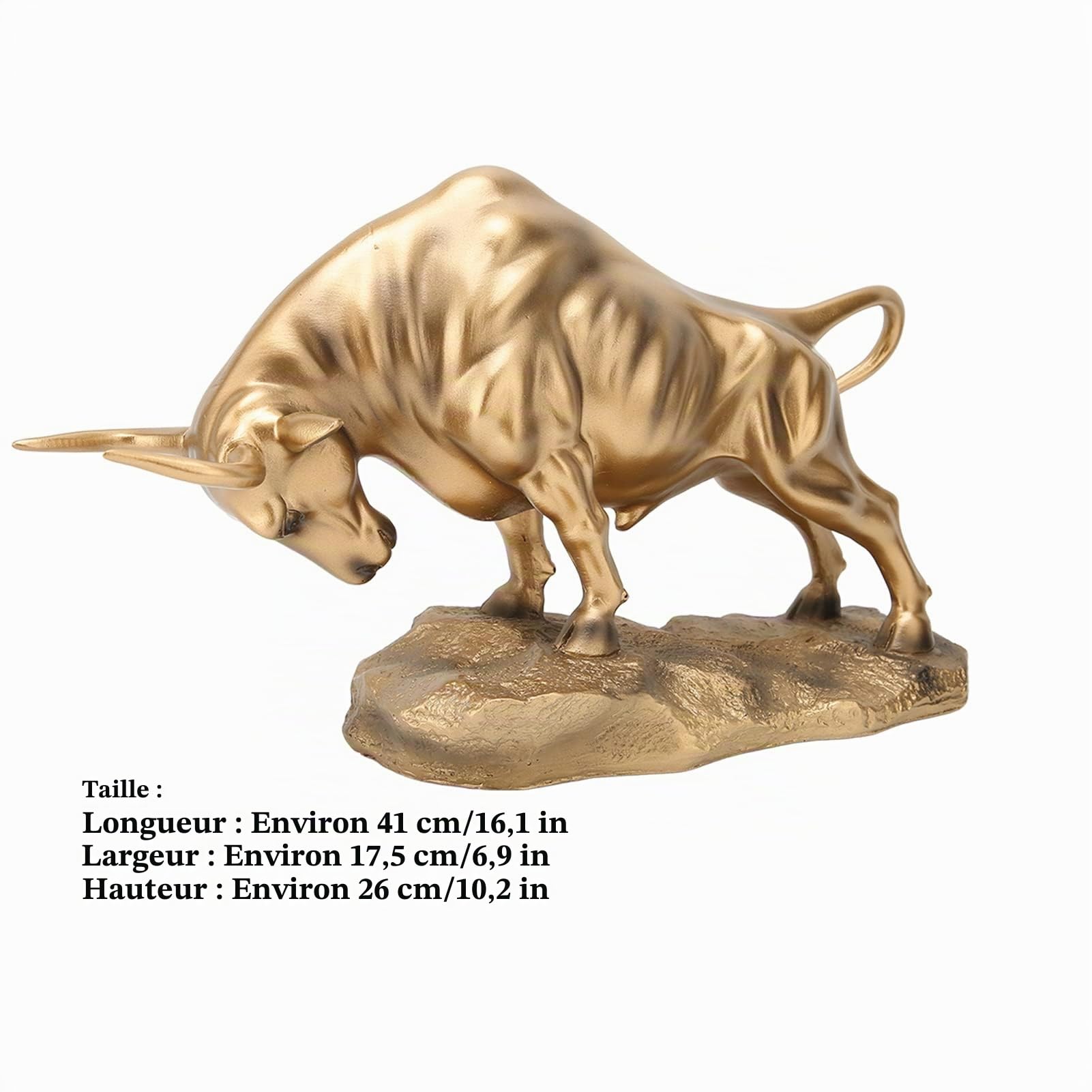 Taureau en résine, Sculpture Feng Shui, Figurine de bœuf pour la décoration de la Maison ou du Bureau – Attire la Richesse et la Chance – 37 x 13 x 22 cm