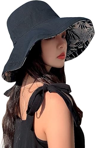 Miniatura 1 de Sombreros reversibles florales para el sol, protección UV, con protección UPF y ala ancha y correa de barbilla para mujer