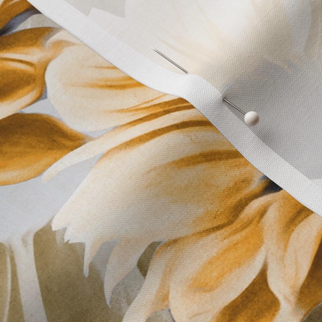 Spoonflower Fabric - Dreamy Autumn Sunflowers Cream Yellow Floral Nature Orange Printed on Petal Signature Cotton Fabric by The Yard - Sewing Quilting Apparel Crafts Decor