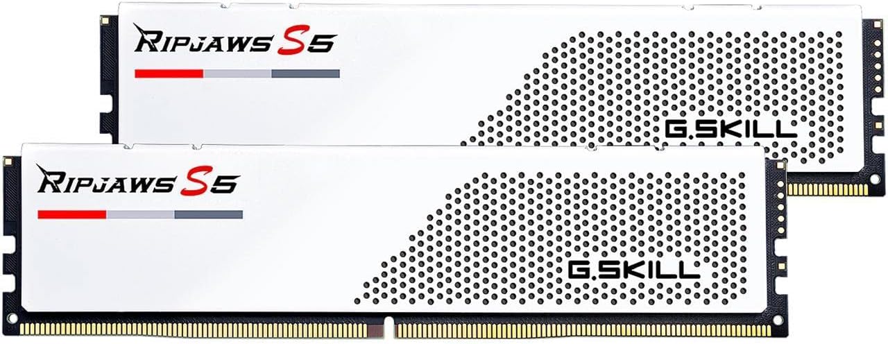 G.SKILL Ripjaws S5 Series (Intel XMP 3.0) DDR5 RAM 32GB (2x16GB) 5200MT/s CL36-36-36-83 1.20V Desktop Computer Memory UDIMM - Matte White (F5-5200J3636C16GA2-RS5W)