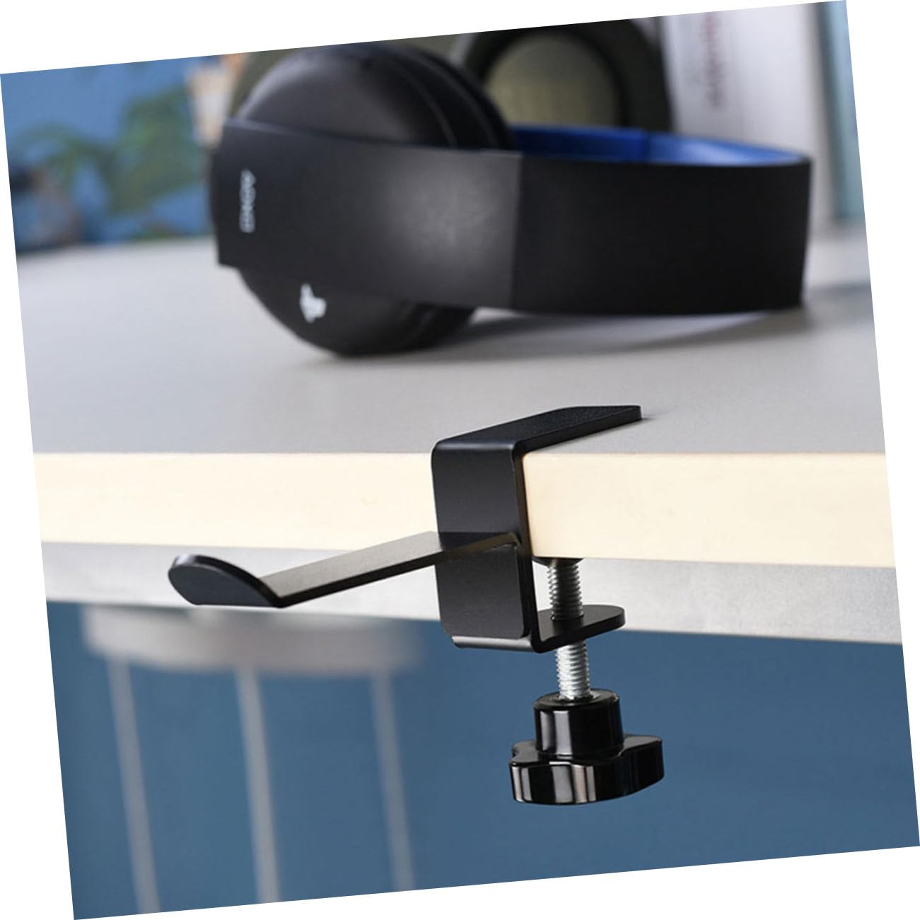 Gadpiparty Gancio Metallico per Cuffie 2 Pezzi in Ferro Nero Regolabile | Montaggio Sotto Scrivania, Uso Multiuso per Bagno e Cucina, Adatto a Headphone e Vestiti