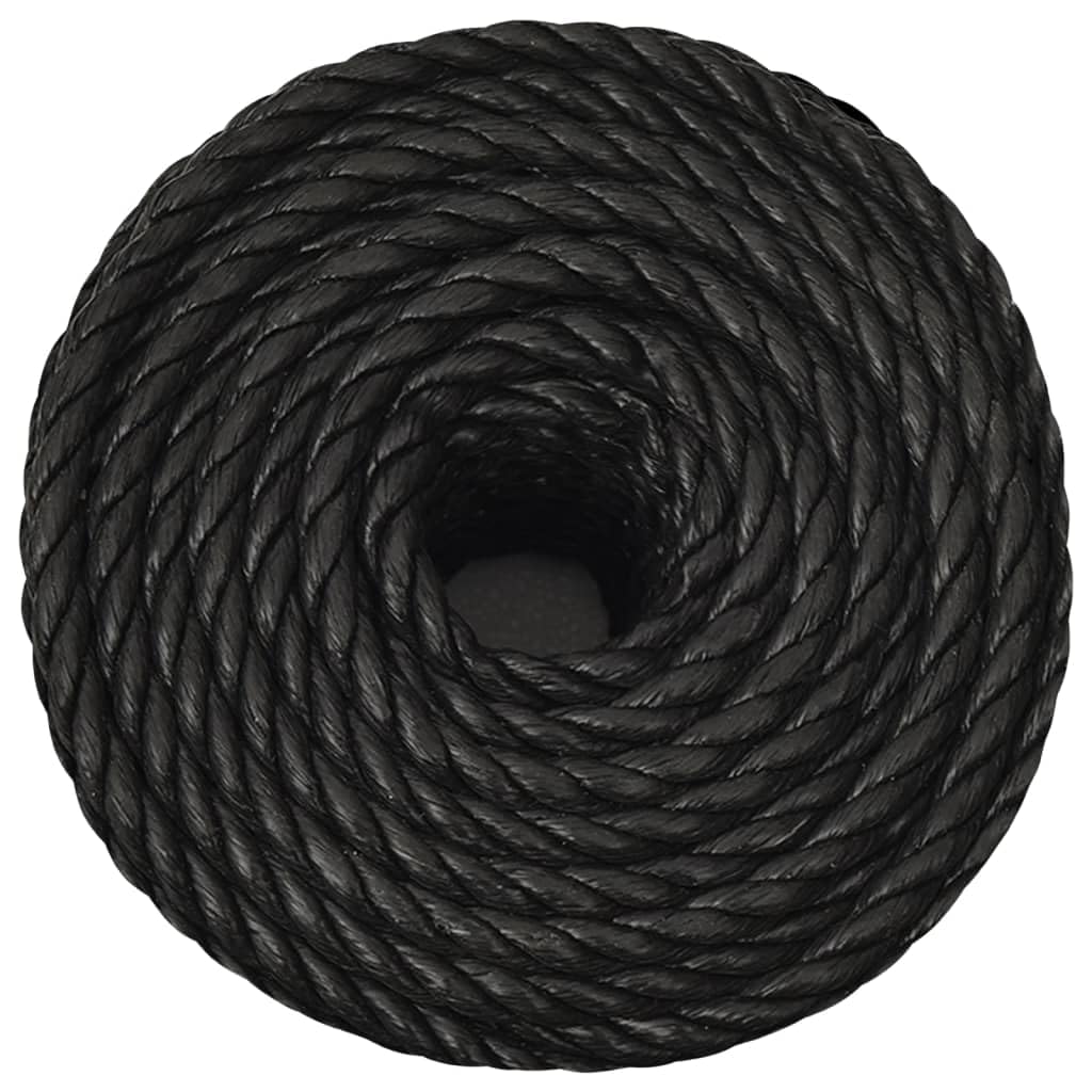 Arbeitsseil Schwarz 16 mm 100 m Polypropylen Seil für Garten Werkstatt und Boot Belastbarkeit 1380 kg Gedrehtes Allzweckseil Kunstfaserseil Bootsseil Seilrolle PP-Seil