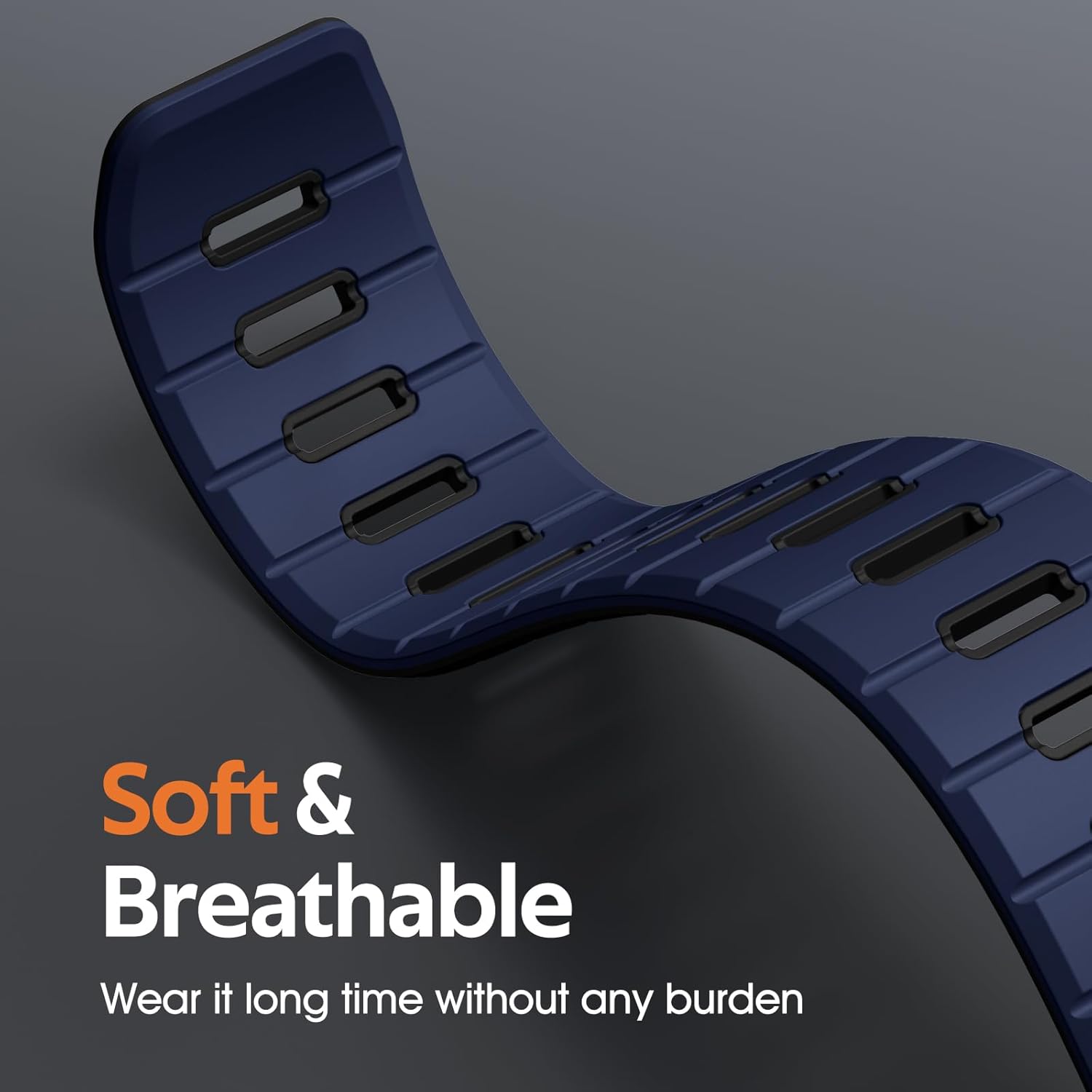 Odbeai Magnetic Sport Band Compatible with Apple Watch Ultra 3 2/Ultra Band for Men 49mm 46mm 45mm 44mm 42mm,Strong Magnet Soft Silicone Strap for iWatch All Series 11 10 9-1 SE,Midnightblue/Black
