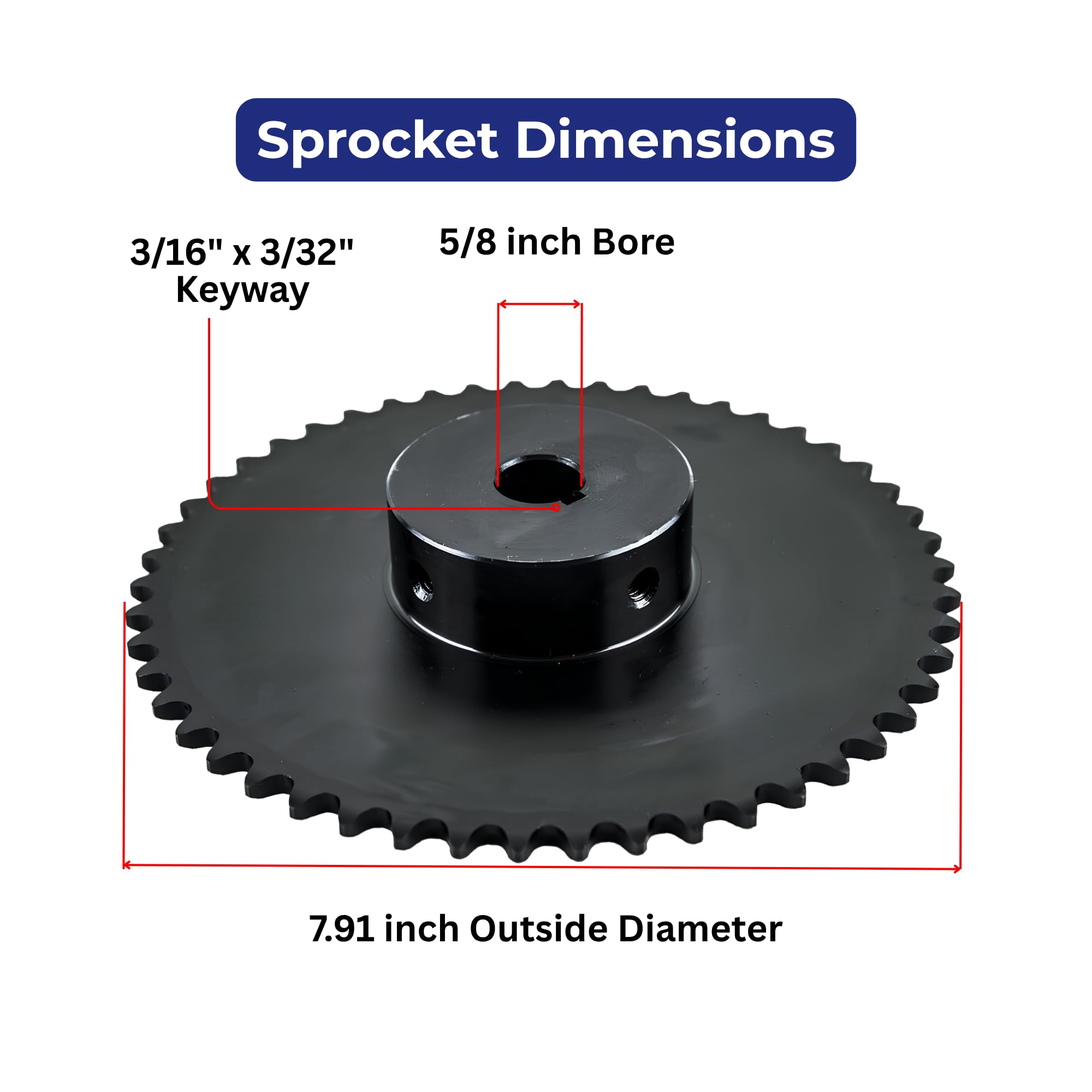 Jeremywell #40 Roller Chain Sprocket, 48 Tooth B-Hub, 5/8" Bore — Amazon image 4