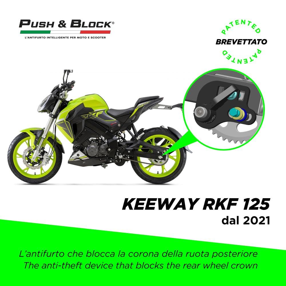 Push& Blcok Antifurto per moto compatibile con Keeway RKF 125 QJ MOTOR SRK 125