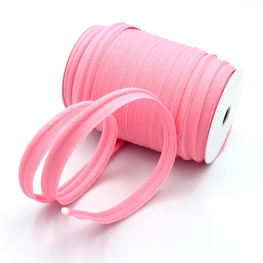 Craft Cult Medium 14mm Wide Plain Piping Bias Binding Piped Trim - 25 Metre Roll (24 - Baby Pink)
