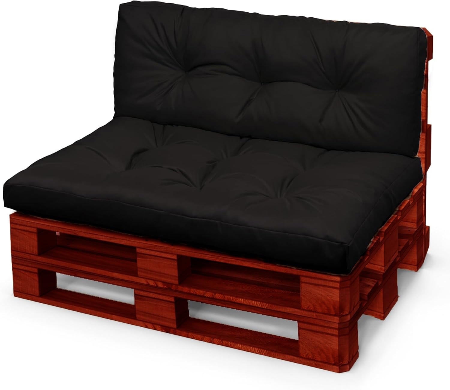 Cojines Palets 120×80 120×60 80×60 100×60 Exterior 2-Piezas Cojín de Palé Impermeables Cojines for Sofas de palets Asiento, Respaldo de Jardín y Terraza(Negro,80x80+80x40cm)