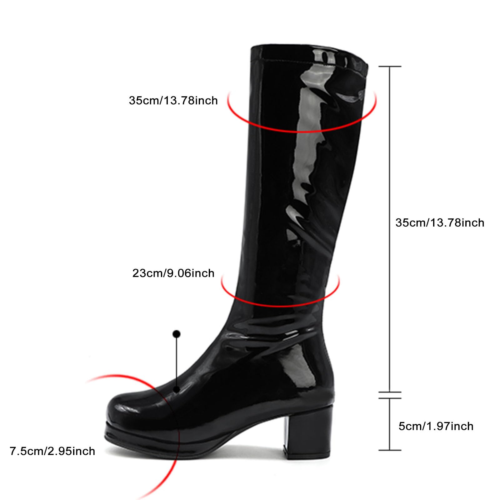 Botas por Encima de la Rodilla Botas de Mujer con Punta Cuadrada, Cremallera Lateral, tacón Grueso y Altas hasta la Rodilla para Mujer