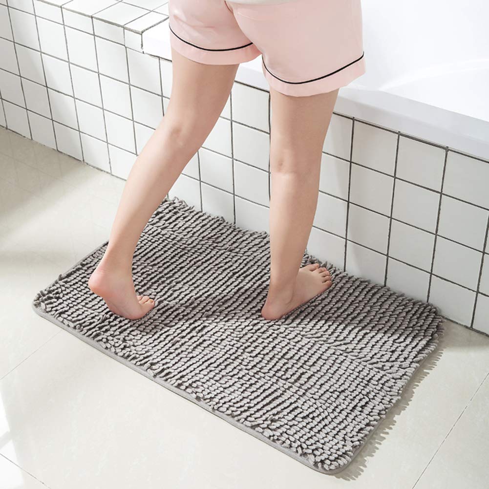 Tappetino da bagno antiscivolo, 60 x 90 cm, morbido, 100% cotone, in microfibra, lavabile in lavatrice, con retro in TPR, comodo tappeto da bagno per sicurezza e stile