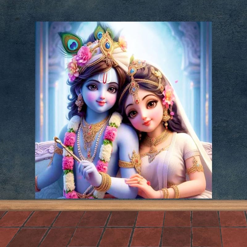 Image of British Terminal Cute little Bal Gopal Baby God Krishna| Kanha Ji | Laddu Lord Makhan Chor Painting Religious Poster for Pregnant Women for wall (matt thin vinyl,sticker,multicolor,unframed)| bj226