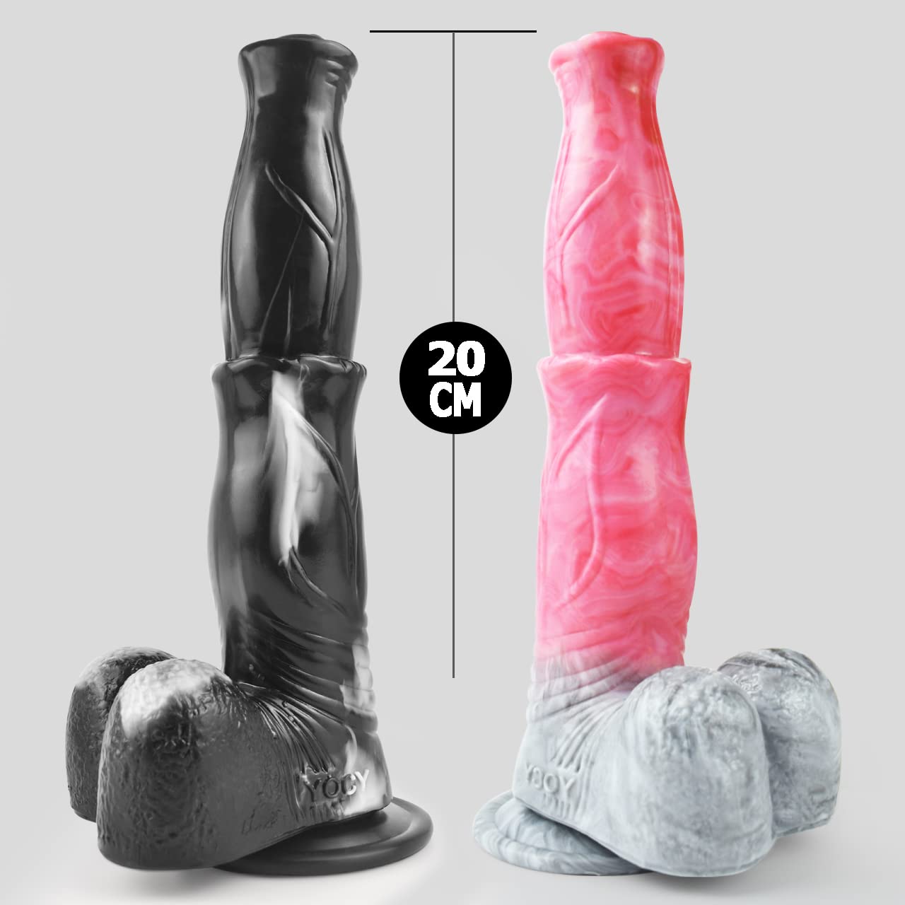 Gode ​​mythologique YOCY, Réplique de pénis moyen insérable de 7,7 '', fantasmée jouets sexuels anaux pour la masturbation (Noir et blanc)