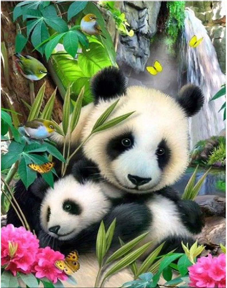 Large DIY 5D Diamond Painting Kit,16" x 20" in Full Drill Round Drill Rhinestone Animal Panda Painting Living Room Study Shower Room Painting Wall Home Decoration Gift for Adults & Wome (Green)