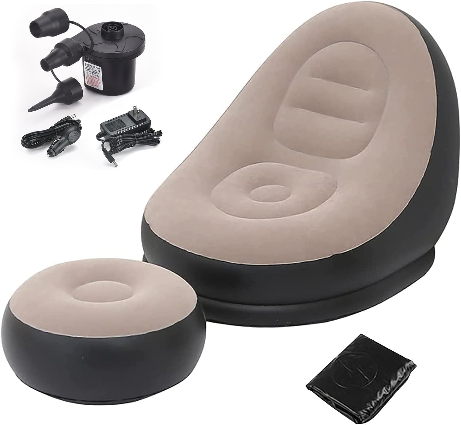 JOYBERRY Inflatable Sofa with Household Air Pump - Air Couch Chair with Footstool for Indoor&Outdoor in Livingroom Bedroom Readingroom Office Balcony Garden Courtyard (D2)