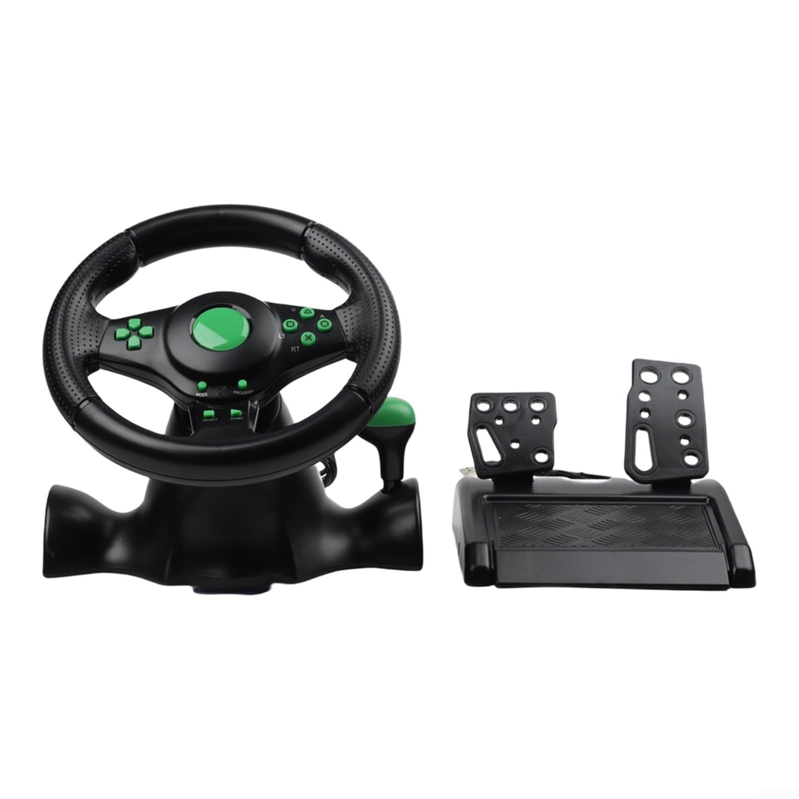 Wodsty Volante universale USB da corsa con vibrazione di feedback di forza per PC, Switch, per PS4, per PS3 e Xbox 360, robusto ABS, pedali inclusi, nero (4 in 1)