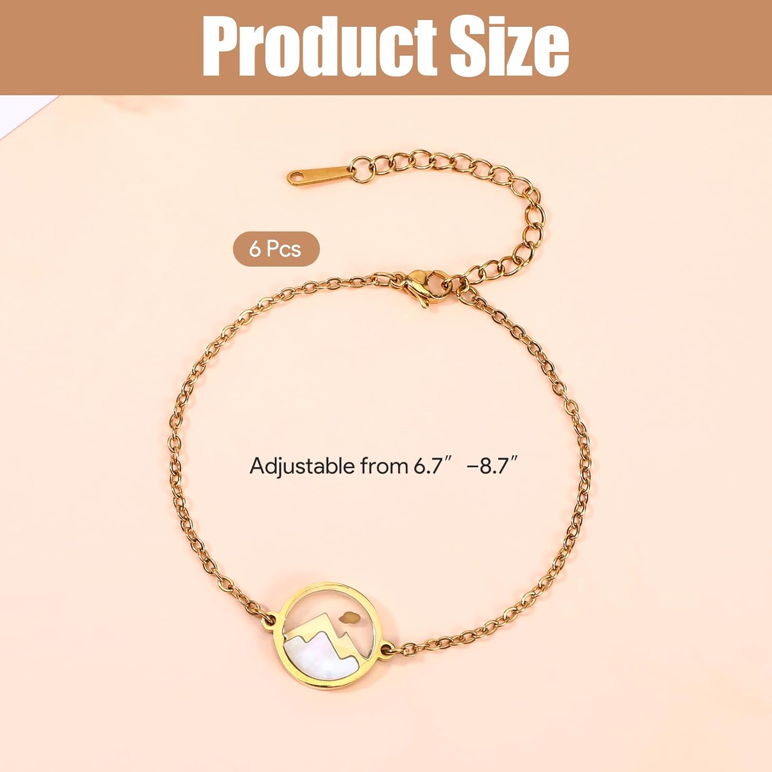 6 Pcs Mustard Seed Bracelet, Mustard Seed Gift, Golden Move Mountains Christian Bracelets for Women, Trendy Stuff for Catholic Christian Easter Christmas Birthday Graduation Gifts - Image 2
