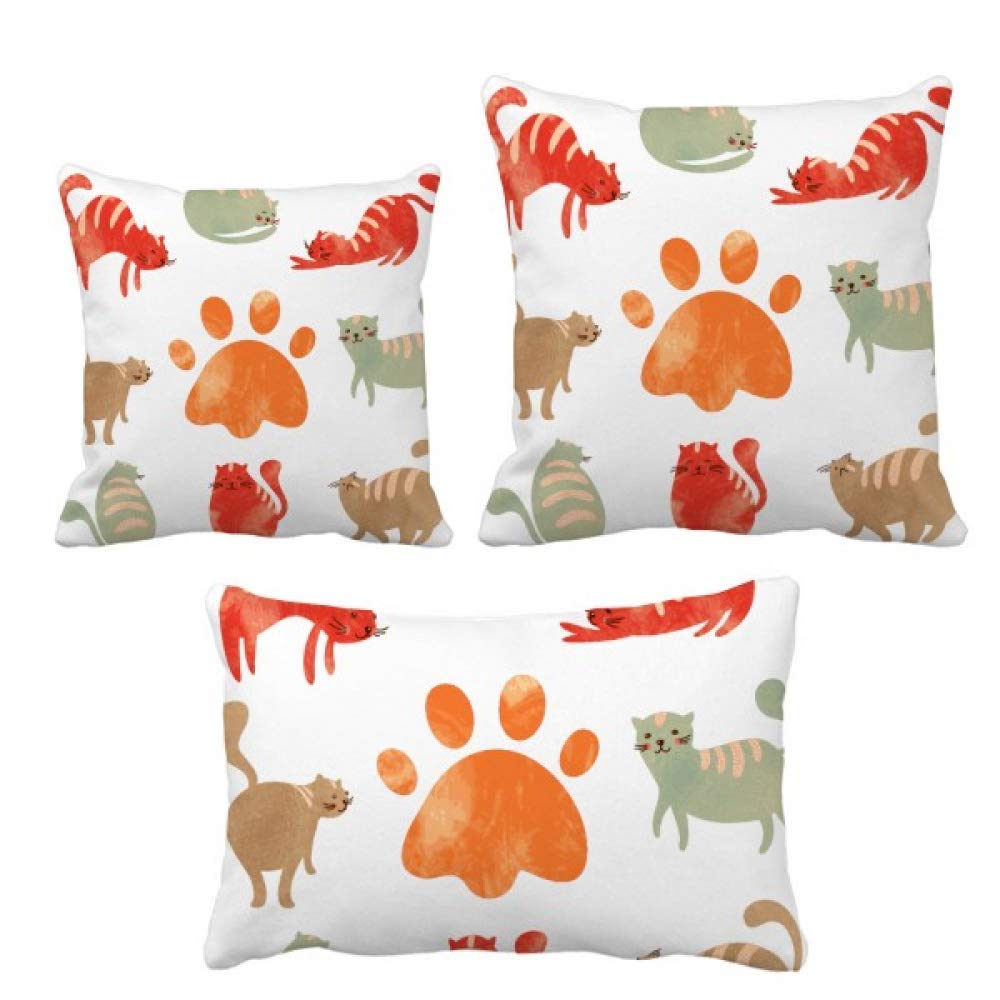 Ensemble de coussins motif chat mignon et empreintes de pattes pour décoration de canapé