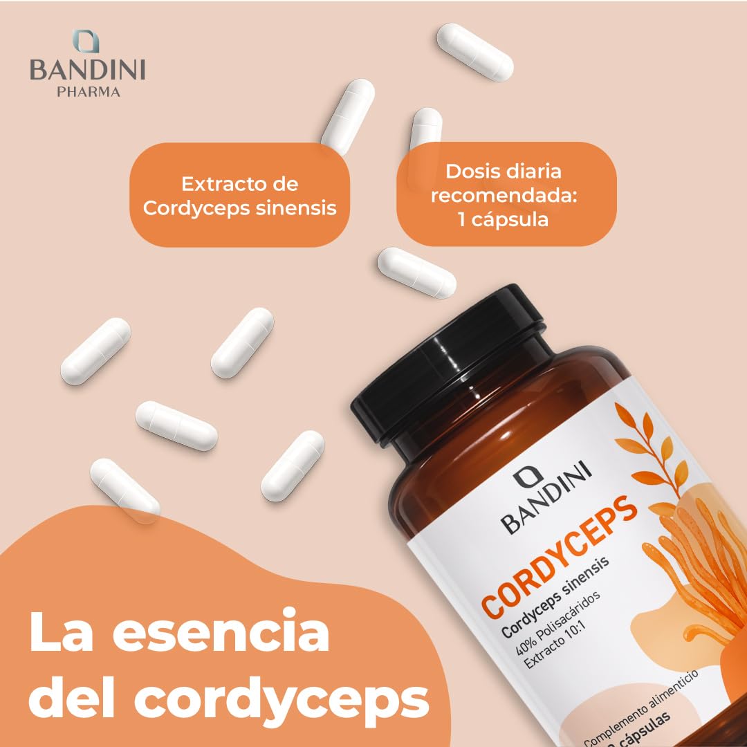 Bandini® Cordyceps Sinensis | Dosis Alta: 6.500 mg - 270 Cápsulas Veganas | Extracto Natural CS-4 10:1 con 40% Polisacáridos Bioactivos | Hongo oruga Energizante y Vigorizante | Sin Aditivos, Vegano