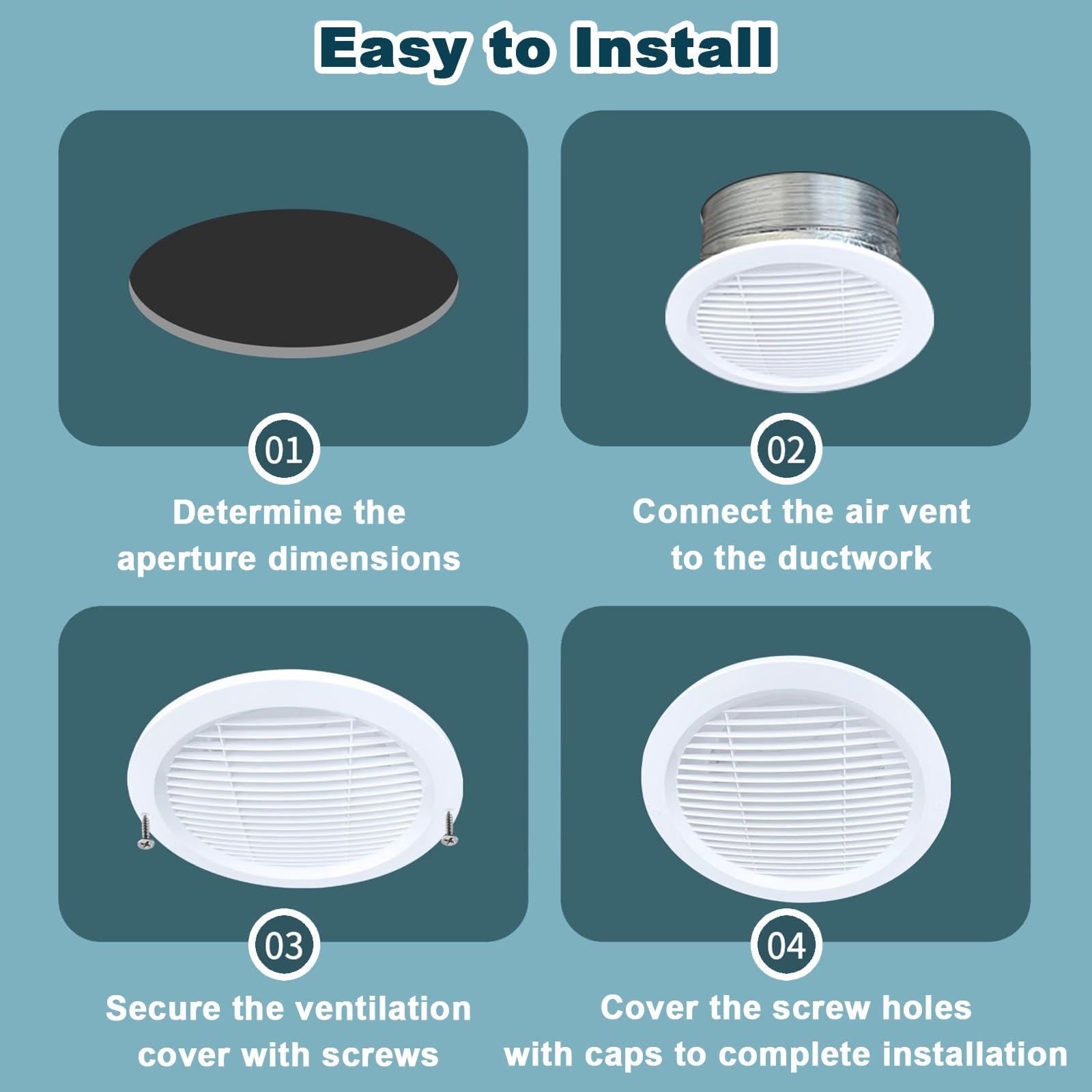 Copertura per Bocchetta di Ventilazione Rotonda, Griglia di Ventilazione in Plastica per Interni Ed Esterni, per Pareti O Soffitto(16"/400mm)