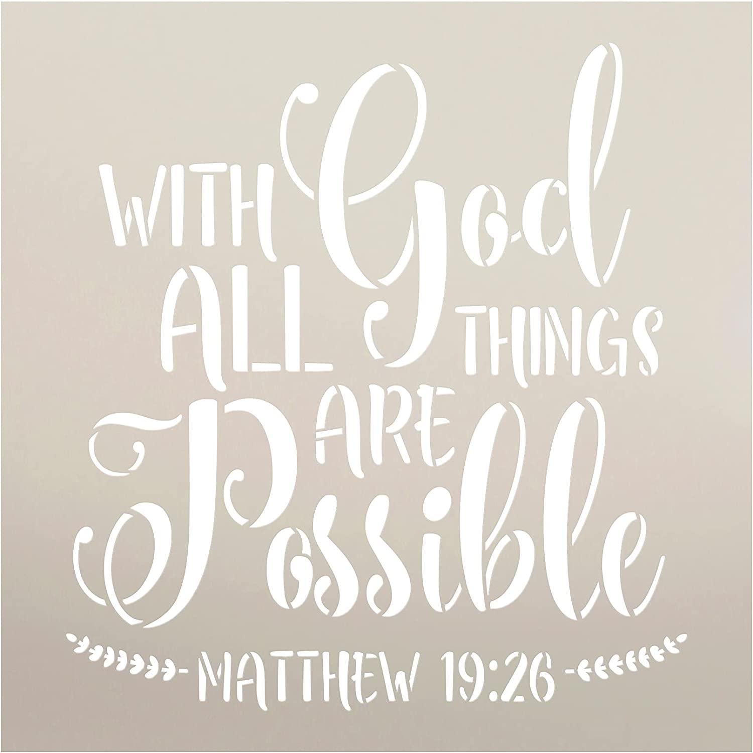 Ivana's with God All Things Possible Stencil | Matthew 19:26 | Craft DIY Bible Verse Home Decor | Paint Wood Sign Reusable Template | Size (12 inches x 12 inches)-image-7