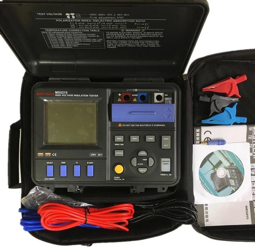 MGL MASTECH MS5215 Insulation Testers High Voltage Digital Insulation Resistance Tester Megometro 5000V 3mA Temp(-10-70C)(MS5215)