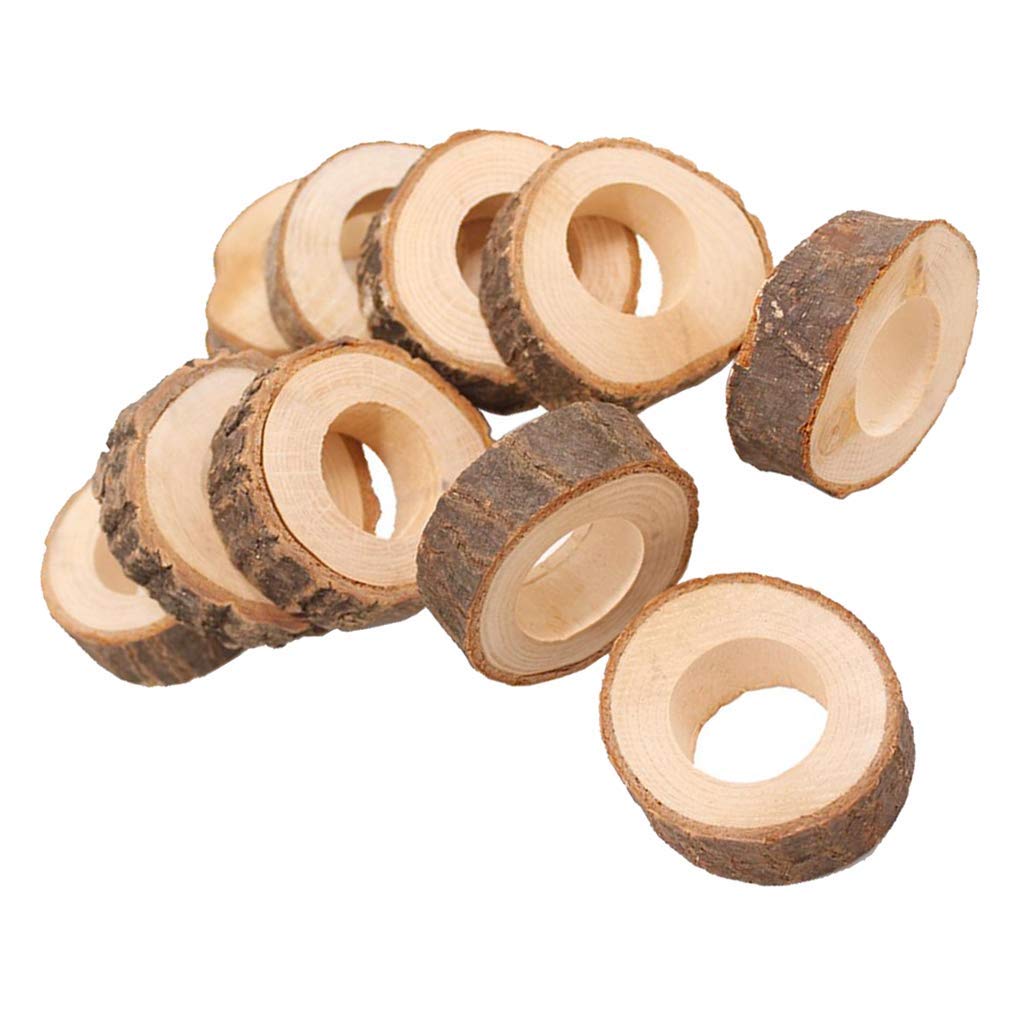 100 Stück Holz Baumstumpf Serviettenringe Serviettenhalter Papierhalter für Hochzeit Geburtstag Party Tischdeko